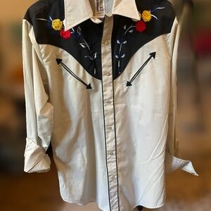 BARB Western Wear Slim Black and Grey Western Casual Shirt